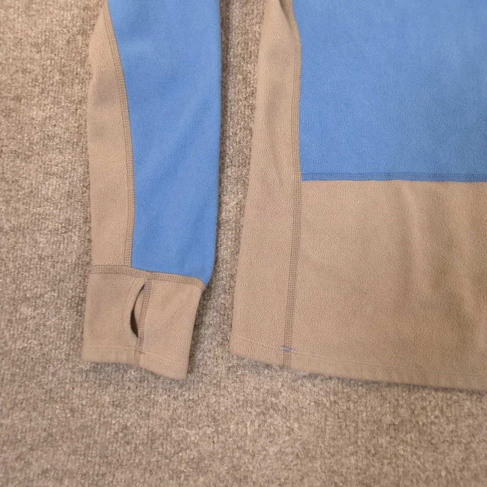 The North Face Mens Blue Grey Quarter Zip Fleece Pullover Thumbholes Small #2769